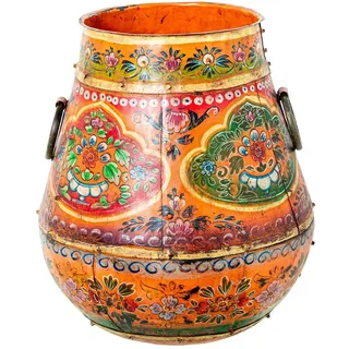 Bodenvase aus Metall, handbemalt, Mehrfarbig, 35 x 35 x 48 cm
