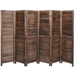 MCW Paravent Braun , Holz , 243x170x2 cm , Wohnzimmer, Raumteiler, Paravents