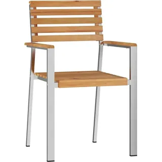vidaXL Gartenstuhl 2 stk. Massives Teakholz und Edelstahl - Braun