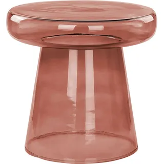 BELIANI Beistelltisch Rot Rauchglas Glänzend Hoch Rund 39 cm T-Form Pilzform Konisch Retro-Stil Couchtisch für Pflanzen Wohnzimmer Ausstattung - Rot