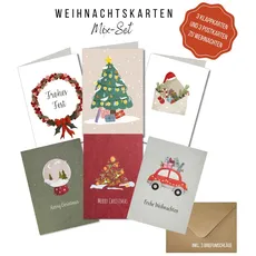 Bild Weihnachtskarten mixed Set, 3 x Postkarten und 3 x Klappkarten