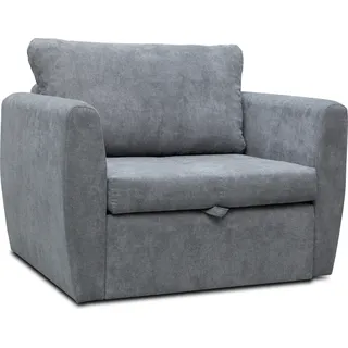 Schlafsessel , Mini Sofa mit Schlaffunktion und Bettkasten, Couch für Wohnzimmer, Schlafsofa Federkern Sofagarnitur Polstersofa Wohnlandschaft mit Bettfunktion - 110 cm x 90 cm - Sara 80 (Dunkelgrau - Alfa 19) - Dunkelgrau
