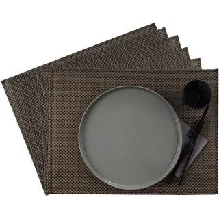 APS 60524 Tischset, 33 x 45 cm, 6er Set Schmalband Platzdeckchen aus Kunststoff, PVC, hitzebeständige, rutschfeste Tischmatten, abwaschbare, wasserabweisende Platzsets, platin