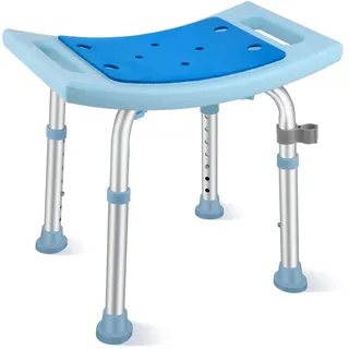 Duschhocker, Duschstuhl für Senioren 150KG Belastbar, Höhenverstellbar 34-50cm, Aluminium Duschsitz, Badestuhl, Badehocker für Badewannen