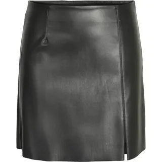 Noisy May Damen Mini Kunstleder Rock | High Waist Lederoptik Skirt Kurz | Coated Stretch Bleistift NMCLARA, Farben:Schwarz, Größe:M