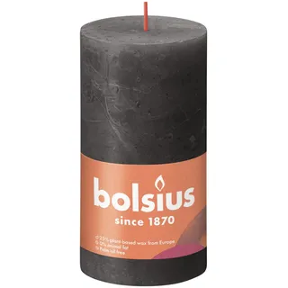 Bolsius Rustik Stumpenkerze 13 cm 1 Stück grau