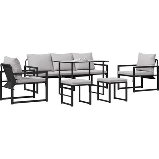 vidaXL Gartensofa-set mit Kissen 6 pcs Schwarz Stahl - Schwarz