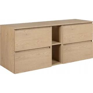 RODAN | Waschbeckunterschrank 140 CM - Eiche Hell - Badmöbel, Badezimmerschränk, Badezimmermöbel, Bücherregal, Regal, Waschtischunterschrank - Hellbraun