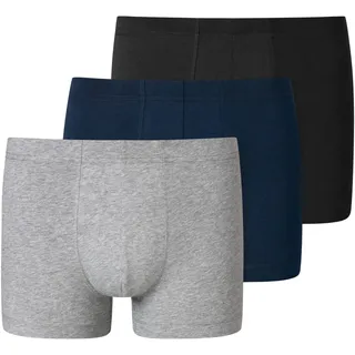 SCHIESSER Boxershorts unifarben blau/grau/schwarz 3er Pack L
