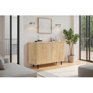 Home Affaire Sideboard Murano 131 x 83 x 43 cm Eiche Cadiz dekor / Beige