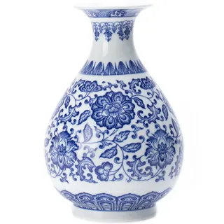 Blau-weiße Vase, Blaue Wohnaccessoires, Chinoiserie-Vase, blau-weißes Porzellan, Keramikvase für Zuhause, Wohnzimmer, Bücherregal, Kaminsims, Tischdekoration, 20,3 cm hoch