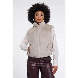 Fellweste RINO & PELLE, Damen, Gr. 34, birch, Westen Fellweste, Teddyweste mit Stehkragen