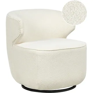 Beliani Drehsessel Molleby Bouclé 73 x 78 x 77 cm Cremeweiß