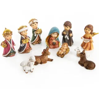 Logbuch-Verlag kleine Krippe 11-teilig – Krippenfiguren für Kinder 7 cm – Weihnachtsdeko für Tisch & Fensterbank