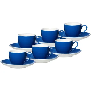 Tasse RITZENHOFF & BREKER "Espressotassen und -untertassen Doppio 80 ml 6er Set", blau (indigo blau), 12 tlg., Porzellan, Trinkgefäße, Tasse