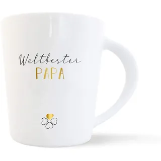 mintkind® Kaffeebecher Weltbester Papa | Porzellan Kaffee Becher Tasse Weiß | Geschenk für Vater zum Vatertag, Geburtstag, Ostern, Weihnachten & Als Dankeschön | Geschenkidee Teetasse