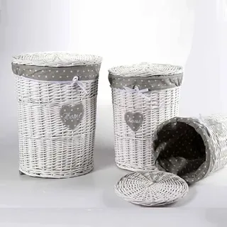 Set mit 3 runden Weinkörben, Dekoration, Herz, H55/47/39 cm