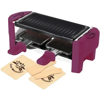 LITTLE BALANCE 8615 Raclette 2 Meuuh..., Raclettegerät für 1/2 Personen, abnehmbarer Grill, 2 Spatel + 2 Brettchen, Antihaftbeschichtung, 1 oder 2 Personen, 320 W, Pflaume, Dunkelviolett
