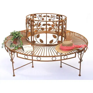 DanDiBo Rundbank Metall wetterfest Braun Ø 140 cm Baumbank 100112 Gartenbank Parkbank Sitzbank - Braun