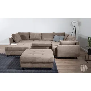 Collection AB Wohnlandschaft Polyester U-Form 2-Sitzer Taupe