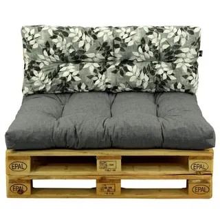 AMPO Palettenkissen Set Sitz + Rückenkissen Palettenpolster Auflage 120x80 cm - Grau