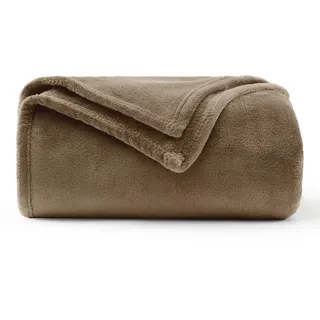 WAVVE Kuscheldecke Flauschig Decke Fleecedecke - Sofadecke 150x200 cm Warm Wohndecke Couchdecke, Braun Decke Weich Sofaüberwurf XL