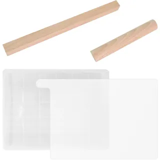 Colexy DIY-Nougat-Form-Werkzeug-Set, Nougat-Form zum Selbermachen, Silikon-Nougat-Form, Tablett Form Holz Nudelholz Antihaft-Matte, Holz Nudelholz Kochwerkzeug für Schokolade Shaqima Ejiao