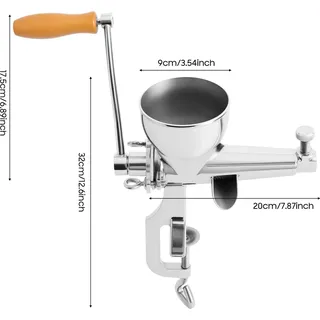 Manueller Saftpress, 304 Edelstahl, Holzgriff, 9 cm Einlassdurchmesser, Silber - Silber