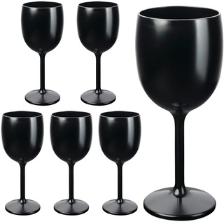 Schramm® Mehrweg Weingläser in schwarz wählbar 6, 12, 24 oder 48 Stück Champagner Glas Sektflöten Sektkelch Stielglas Champagner Gläser Fassungsvermögen, Größe:6 Stück