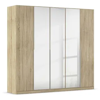 Rauch Möbel Alabama, Kleiderschrank, Farbe Eiche Sonoma, Breite 226 cm | Schrank, 5-türig, mit Spiegel, Zubehör Classic, für Schlafzimmer, Kinderzimmer, Garderobe, Flur