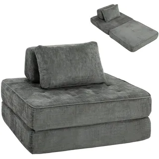 Homcom Schlafsessel 2 in 1 Polyester 97 x 70 x 97 cm Grau mit Kissen