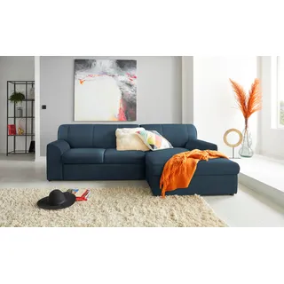 DOMO collection Ecksofa DOMO COLLECTION "Topper, elegant und zeitlos, kompaktes Stellmaß 245/155cm, L-Form", blau (dunkelblau), B:245cm H:78cm T:155cm, Sofas, Ecksofa, mit Recamiere, wahlweise mit Schlaffunktion