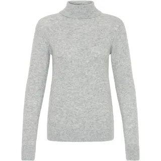 Rollkragenpullover OXMO "Rollkragenpullover OXSigne", Damen, Gr. XS, grau (grau melange), Obermaterial: 44% Polyester Pol. recyc.. 23% Polyacryl PAN. 22% Polyester PES. 8% Wolle WO. 3% Elasthan EL., Pullover Rollkragenpullover