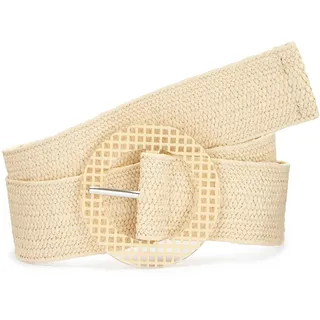 Taillengürtel LASCANA "Stretchgürtel, Bauchgürtel, Gürtel für Kleid & Overall, Sommergürtel", Damen, Gr. 85, beige (natur, beige), Synthetik, Gürtel Taillengürtel, in moderner Bast-Optik mit Shaping-Effekt dank elastischem Material, Topseller