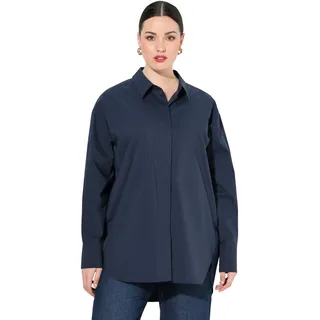 Ulla Popken Damen große Größen Übergrößen Plus Size Hemdbluse, Perlmuttknöpfe, Oversized, Hemdkragen, Langarm