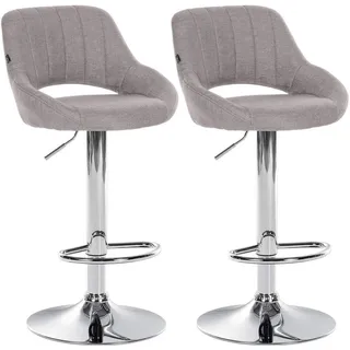 CLP Barhocker 2er Set Stoff grau , Grau , Textil , 47x85x48 cm , Esszimmer, Barmöbel, Barhocker
