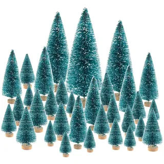 TUPARKA 66 Stück Miniatur-Flaschenbürste Bäume Mini Weihnachtsbäume Sisal Schnee Tannenbäume Tischdekoration Weihnachtsfeier Zimmer DIY Dekoration von Diorama-Modellen