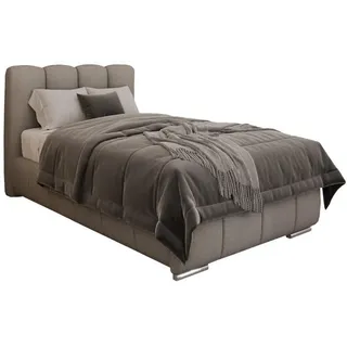 Panda Möbel Polsterbett Zaira 100 x 200 cm mit Bettkasten und Lattenrost, 7-Zonen-Taschenfederkernmatratze Cira (24 cm) – Hellgrau , Holz , Mode , 100x200 cm , Oeko-Tex® Standard 100 , Schlafzimmer, Betten, Polsterbetten