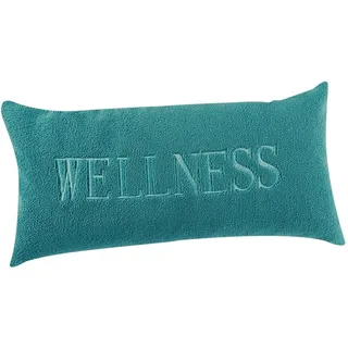 PANA® Badewannenkissen (20x40 cm) • Bequemes Kissen für Badewanne • Nackenkissen Badewanne • Kopfstütze Wanne • Polster Badewanne • Schnell trocknend • Türkis mit Wellness Schriftzug