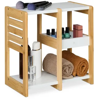 Relaxdays Badregal , Holz, Holzwerkstoff , Rechteckig , 34x35x20 cm , Badezimmer, Badezimmerregale, Badregale
