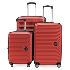 HAUPTSTADTKOFFER Mitte - 3er Kofferset - Handgepäckskoffer 55 cm, mittelgroßer Koffer 68 cm + großer Reisekoffer 77 cm, Hartschale ABS, TSA, Rot