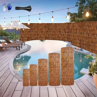 Generisch 50cm-180cm Balkon Sichtschutz Schilfrohrmatte Bambus Sichtschutz Blickdicht Wetterfest Sichtschutzzaun Garten(50x400cm)
