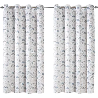 heimtexland Kinder Deko Vorhang 2er Set Verdunkelungsgardinen Kinderzimmer Thermo-Gardine Sonnenschutz Kälteisolierend verdunkelnd Typ922 Dinos Ösenschal HxB 145x135 cm
