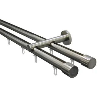 GARDINIA Gardinenstangen-Set Isa 2-läufig Innenlauf II Ø 20 mm« 220 cm, Edelstahl