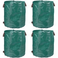 Relaxdays Gartenabfallsack 4er Set, 260 l, selbststehend, wasserdicht, faltbar, 3 Griffe, Gartensack, Laubsack, grün, 75 x 67 cm