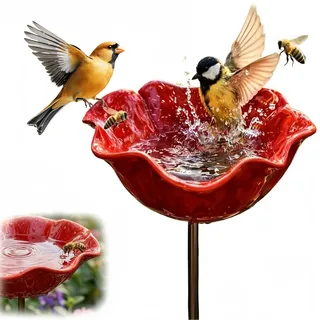 ZXTGBQ Vogeltränke Blume aus Metall, Gartenstecker Metall Vogeltränke Blume, BienenVogeltränke, Handgefertigte Winterfeste Bienentränke & Insektentränke für Draußen, Terrasse, Garten,Hinterhof