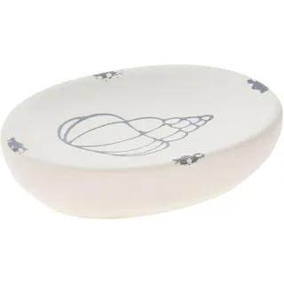 Sadena Seifenschale , Weiß, Blau , Keramik , 12x3x8.8 cm , Badaccessoires, Seifenschalen