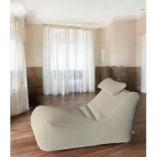 Talamo Italia - Pouf Abuli, Mehrzwecksessel, Sitzsack, Hockerhocker, Made in Italy, 70x120 h65 cm, Beige