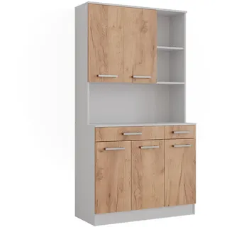 Vicco Küchenbuffet Raul 100,1 x 46 x 188,5 cm Weiß/Goldkraft Eiche