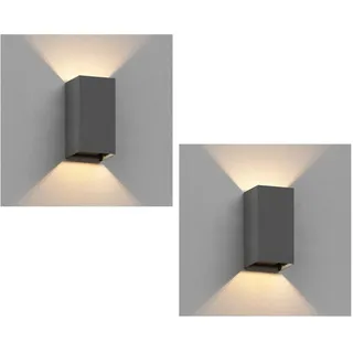 ledscom.de 2 Stück Wandleuchte CUBEL für außen, IP65, Up & Downlight, anthrazit matt, rechteckig, 1x G9 max. 10W
